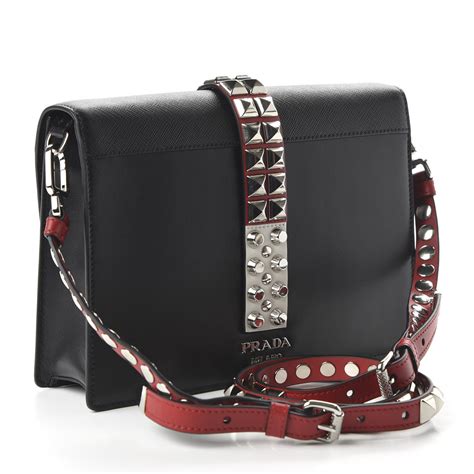 prada elektra black red|PRADA Saffiano City Calfskin Studded Large Elektra.